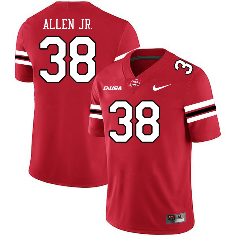 Western Kentucky Hilltoppers #38 Reginald Allen Jr. College Football Jerseys Stitched Sale-Red